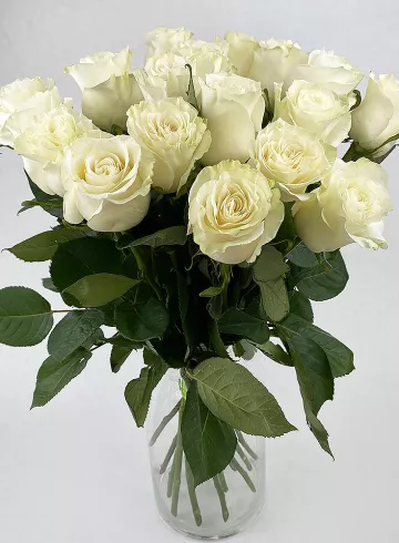 Букет из белых роз 15 шт, сорт мондюаль от интернет-магазина цветов в 
